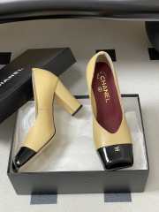 Uubags Chanel High Heels Glossy Sheepskin & Calfskin In Black/ Beige 9cm - 3