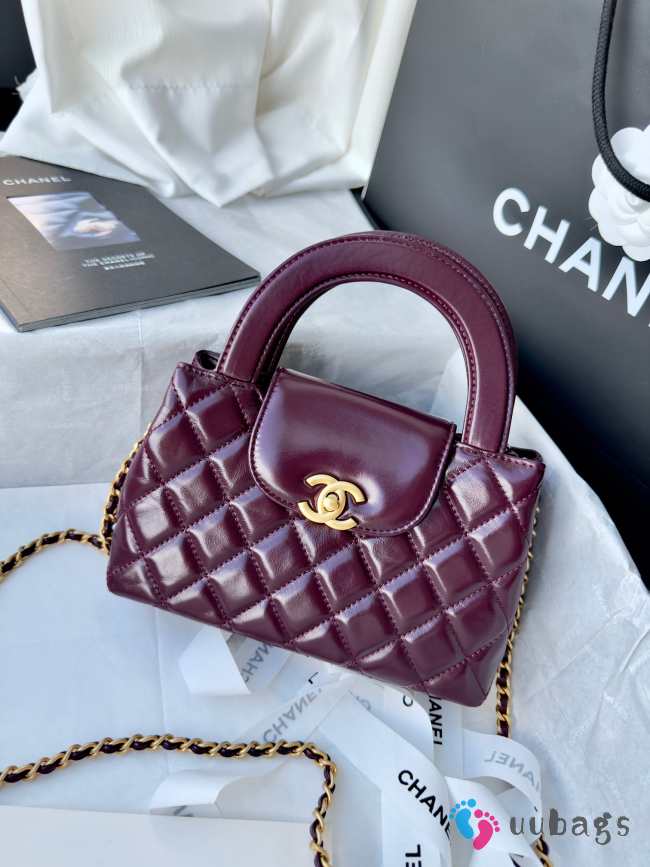 Uubags Chanel Kelly 25C Lambskin Letaher Burgundy Bag 13x19x7cm - 1