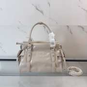 Uubags Miu Miu 5BA327 shiny leather top-handle bag in travertine stone 27x16x13cm - 1