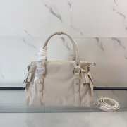 Uubags Miu Miu 5BA327 shiny leather top-handle bag in travertine stone 27x16x13cm - 5