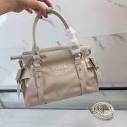 Uubags Miu Miu 5BA327 shiny leather top-handle bag in travertine stone 27x16x13cm - 2