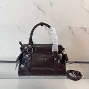 Uubags Miu Miu 5BA327 shiny leather top-handle bag in dark brown 27x16x13cm - 1