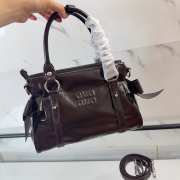 Uubags Miu Miu 5BA327 shiny leather top-handle bag in dark brown 27x16x13cm - 4
