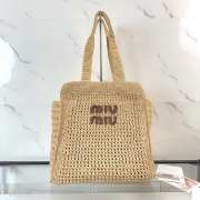 Uubags Miu Miu Raffia-Effect Crochet Tote Bag In Beige 38.5x40x10cm - 1