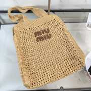 Uubags Miu Miu Raffia-Effect Crochet Tote Bag In Beige 38.5x40x10cm - 3