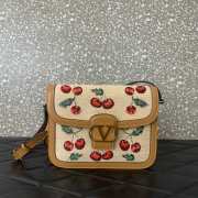 Uubags Valentino Garavani Quiltie 67 Bag Jacquard Raffia With Cherryfic Pattern 24.5x18.5x8cm - 1