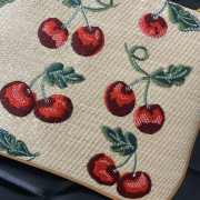 Uubags Valentino Vlogo Signature Pouch In Jacquard Raffia With Cherryfic Pattern 24x16cm - 6