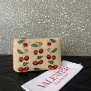 Uubags Valentino Vlogo Signature Pouch In Jacquard Raffia With Cherryfic Pattern 24x16cm - 3