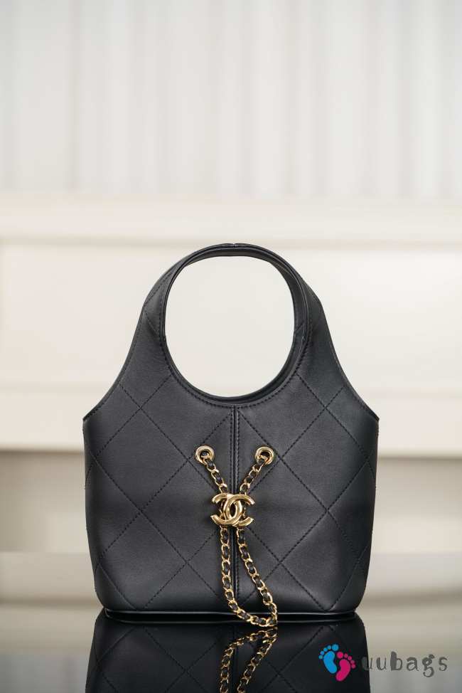 New Arrivals 2026 Chanel Small Shopping Bag Calfskin And Gold-Plated Metal In Black 27.5x21x10cm - 1