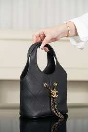 New Arrivals 2026 Chanel Small Shopping Bag Calfskin And Gold-Plated Metal In Black 27.5x21x10cm - 5