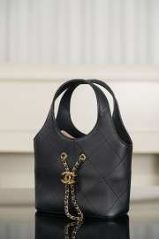 New Arrivals 2026 Chanel Small Shopping Bag Calfskin And Gold-Plated Metal In Black 27.5x21x10cm - 4