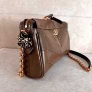 Uubags Valentino Garavani Panthea Small Bag In Brown Nappa Leather With A Chevron Pattern 24x14x6cm - 4