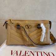 Uubags Valentino Garavani Panthea Bag In Gold Beige Nappa Leather With Chevron Pattern 33x19.5x9cm - 1