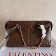Uubags Valentino Garavani Panthea Bag In Brown Nappa Leather With Chevron Pattern 33x19.5x9cm - 1