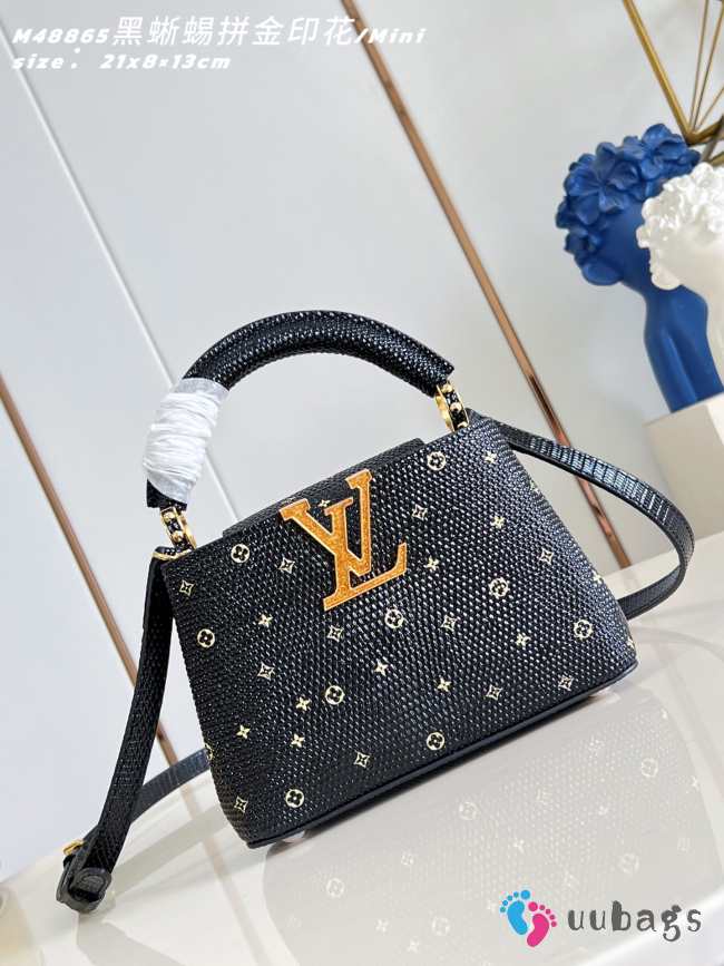 Uubags Louis Vuitton Capucines M48865 Mini Black Crocodile Leather 21x8x13cm - 1