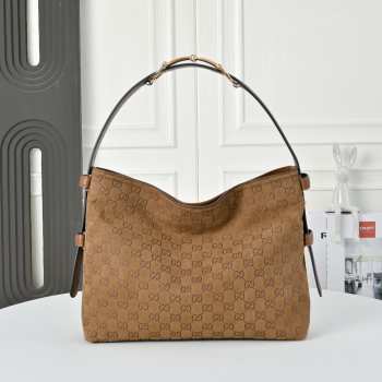 Uubags Gucci Beatrix medium tote bag in brown suede leather 35x27.5x11cm