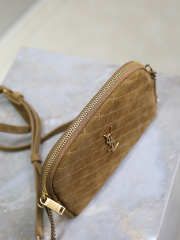 Uubags YSL Gaby zipped pouch in dark cork suede leather 19x12x3cm - 4