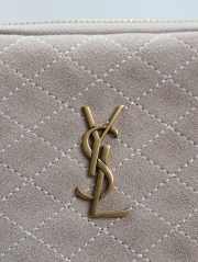 Uubags YSL Gaby zipped pouch in light grey suede leather 19x12x3cm - 6