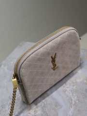 Uubags YSL Gaby zipped pouch in light grey suede leather 19x12x3cm - 5