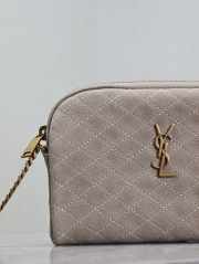 Uubags YSL Gaby zipped pouch in light grey suede leather 19x12x3cm - 3