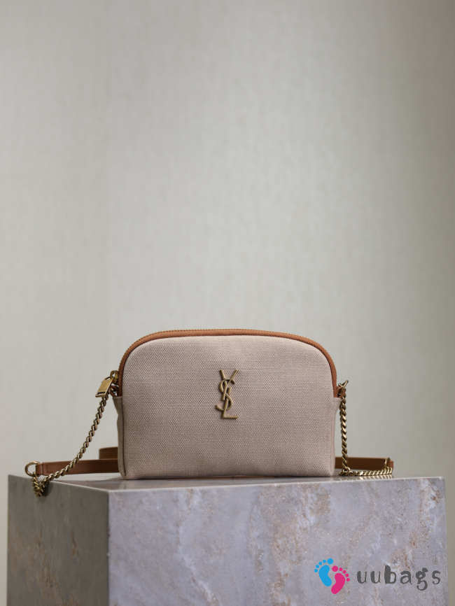 Uubags YSL Gaby zipped pouch in desert dust and brick canvas leather 19x11x3cm - 1
