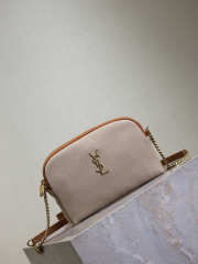 Uubags YSL Gaby zipped pouch in desert dust and brick canvas leather 19x11x3cm - 4