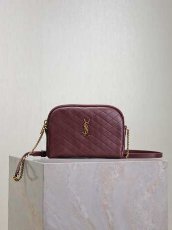 Uubags YSL Gaby camera bag in burgundy lambskin leather 19x12x3cm