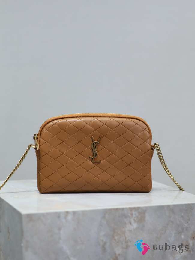 Uubags YSL Gaby zipped pouch in quilted lambskin brown 19x12x3cm - 1