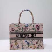 Uubags Dior Medium Book Tote Floral Embroidery In Pink Multicolor 36.5x28x14cm  - 1