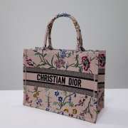 Uubags Dior Medium Book Tote Floral Embroidery In Pink Multicolor 36.5x28x14cm  - 2