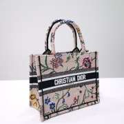 Uubags Dior Small Book Tote Floral Embroidery In Pink Multicolor 26.5x21x14cm - 6
