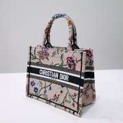 Uubags Dior Small Book Tote Floral Embroidery In Pink Multicolor 26.5x21x14cm - 4