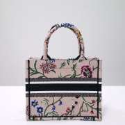 Uubags Dior Small Book Tote Floral Embroidery In Pink Multicolor 26.5x21x14cm - 5