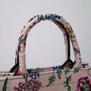 Uubags Dior Small Book Tote Floral Embroidery In Pink Multicolor 26.5x21x14cm - 3