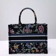Uubags Dior Small Book Tote Floral Embroidery In Black Multicolor 26.5x21x14cm - 6