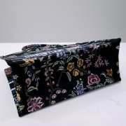 Uubags Dior Small Book Tote Floral Embroidery In Black Multicolor 26.5x21x14cm - 4
