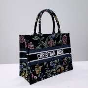 Uubags Dior Small Book Tote Floral Embroidery In Black Multicolor 26.5x21x14cm - 2