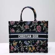 Uubags Dior Medium Book Tote Floral Embroidery In Black Multicolor 36.5x28x14cm - 1