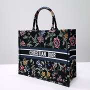 Uubags Dior Medium Book Tote Floral Embroidery In Black Multicolor 36.5x28x14cm - 5