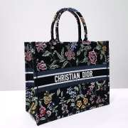 Uubags Dior Medium Book Tote Floral Embroidery In Black Multicolor 36.5x28x14cm - 4