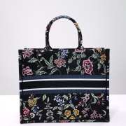 Uubags Dior Medium Book Tote Floral Embroidery In Black Multicolor 36.5x28x14cm - 3