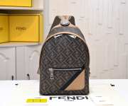 Uubags Fendi Diagonal Fendi Chiodo Small Brown FF canvas backpack 24x36x12cm - 1
