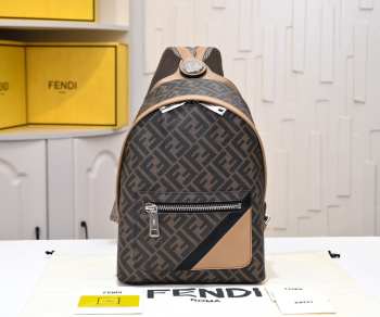 Uubags Fendi Diagonal Fendi Chiodo Small Brown FF canvas backpack 24x36x12cm