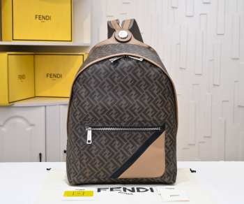 Uubags Fendi Diagonal Fendi Chiodo Medium Brown FF canvas backpack 33x43x14cm