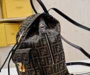 Uubags Fendi Brown & Black Zucca Monogram Canvas Drawstring Backpack 32x5x38cm - 5
