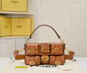 Uubags Fendi Baguette Cargo Multi-pocket Tan Leather 2-way Bag 26.5x15x5cm - 1