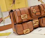Uubags Fendi Baguette Cargo Multi-pocket Tan Leather 2-way Bag 26.5x15x5cm - 5
