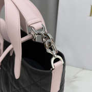 Uubags Small Dior Toujours Vertical Tote Bag Rose Soupir And Black Macrocannage Calfskin 18.5x18.5x12cm - 4