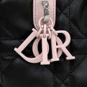 Uubags Small Dior Toujours Vertical Tote Bag Rose Soupir And Black Macrocannage Calfskin 18.5x18.5x12cm - 2