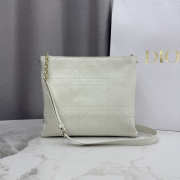 Uubags Dior Trianon Bag with Chain White Flat Macrocannage Lambskin 25x21x7cm - 1